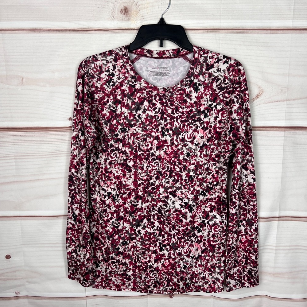 Cuddl Duds Top Womens L Red Printed T-Shirt Warm Essentials Crew Neck Layering